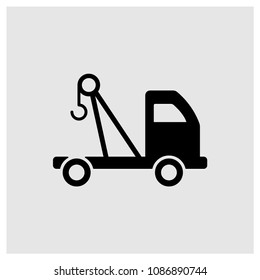Crane truck sign icon in trendy flat style isolated on grey background, modern symbol vector illustration for web