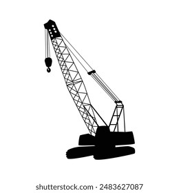 crane truck silhouette design. heavy equipment sign and symbol.