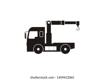 crane truck simple icon in black and white