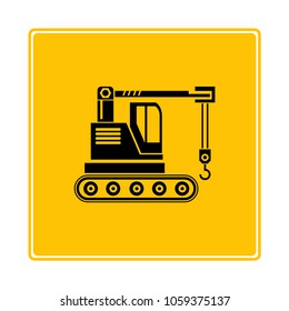 crane truck symbol in yellow background