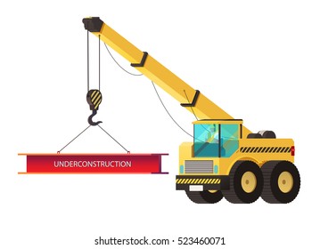 Crane truck. under construction concept. heavy construction vector.