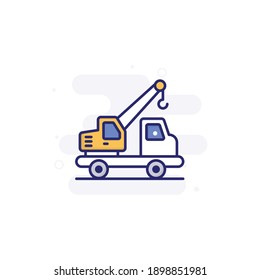 Crane Truck vector filled outline icon style illustration. EPS 10 file 