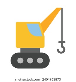 Icono Plano Vector Crane Truck Para Uso Personal Y Comercial.
