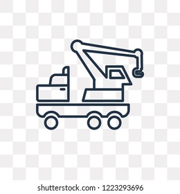 Crane Truck vector outline icon isolated on transparent background, high quality linear Crane Truck transparency concept can be used web and mobile