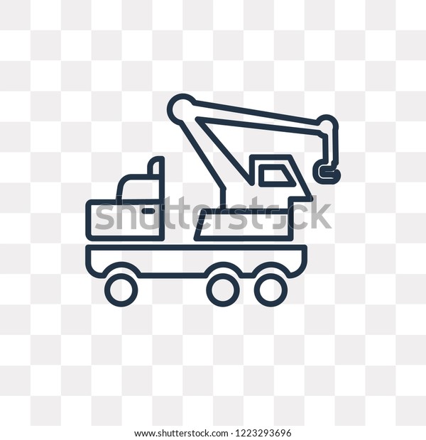 Crane Truck vector outline icon isolated on\
transparent background, high quality linear Crane Truck\
transparency concept can be used web and\
mobile