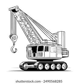 Crane Truck Vector as Transparent EPS File 