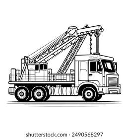 Crane Truck Vector as Transparent EPS File 