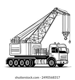Crane Truck Vector as Transparent EPS File 
