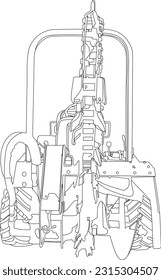 Camión de grúa con vista desde el lado aislado en el fondo blanco. Modelación del vector de construcción, fácil edición y recolección.