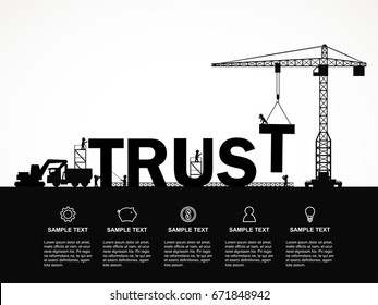 Crane And Trust Building. Infographic Template. Vector Illustration.