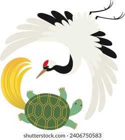 Crane turtle_lucky charm vector illustration