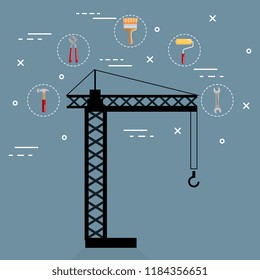 crane with under construction equipment