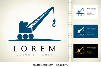 Crane vector with business card template.