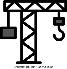 crane vector color line icon