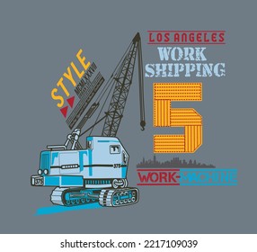 Crane vector design for boys.  