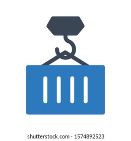 crane vector glyph color icon 