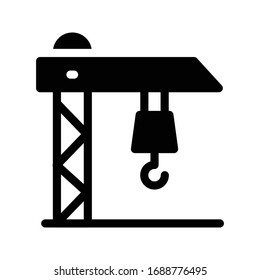 icono plano de glifo vectorial de grúa 