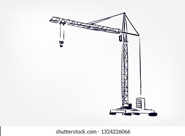 crane vector hand drawn concept