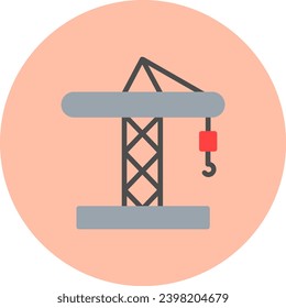 Crane Vector Icon Flat Circle Style