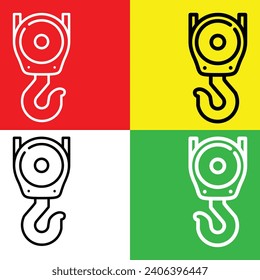 Crane Vector Icon, Lineal style icon, from Work in Progress icons collection, isolated on Red, Yellow, White and Green Background.