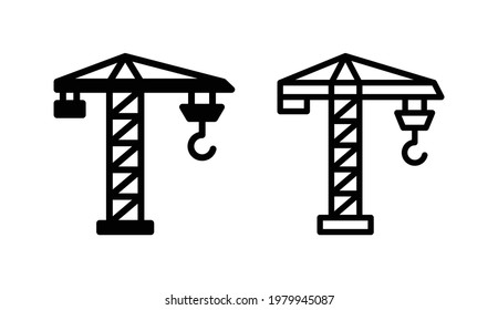 Icono de vector de grúa sobre fondo blanco.