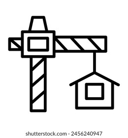 Crane Vector Line Icon Design