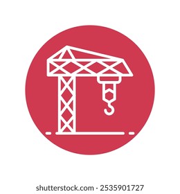Crane Vector Outline Circle Design icon. Work In Progress Symbol on White background EPS 10 File
