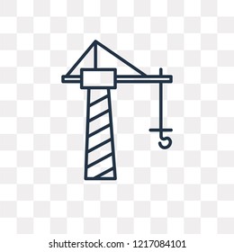 Crane vector outline icon isolated on transparent background, high quality linear Crane transparency concept can be used web and mobile