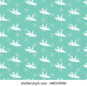 Crane vector seamless pattern