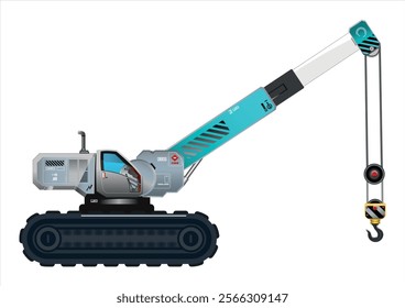 Crane vehicle hook heavy construction service vehicle vector illustration