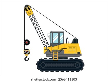 Crane vehicle hook heavy construction service vehicle vector illustration