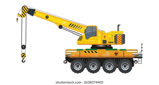 Crane vehicle hook heavy construction service vehicle vector illustration