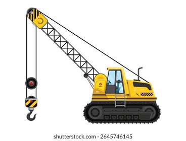 Crane vehicle hook heavy construction service vehicle vector illustration