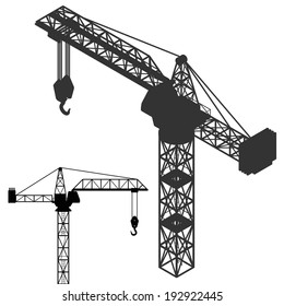crane vehicle structure silhouette collection vector illustration