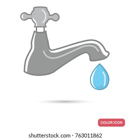 Crane and water drop color flat icon. Line design for web and mobile