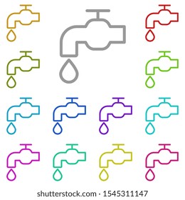 Crane, water, drop multi color icon. Simple thin line, outline vector of water icons for ui and ux, website or mobile application