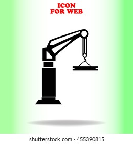 Crane web icon. Black illustration on white background