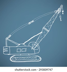 Crane working. Doodle style