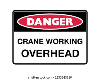 Crane Working Overhead - Danger Signs - Working Area, Crane Lifting, Industrial Equipment, Protection Signs.