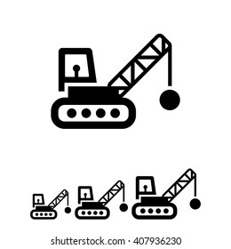Crane with wrecking ball