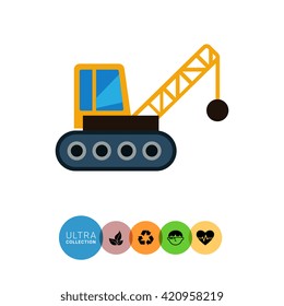 Crane with wrecking ball