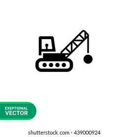 Crane with wrecking ball
