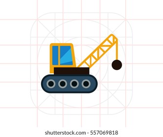 Crane with wrecking ball