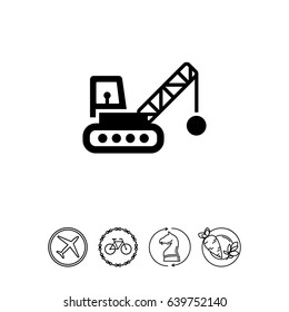 Crane with wrecking ball