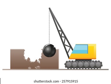 Crane and wrecking ball