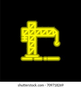Crane yellow glowing neon ui ux icon. Glowing sign logo vector