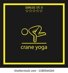 crane yoga sketch vector icon