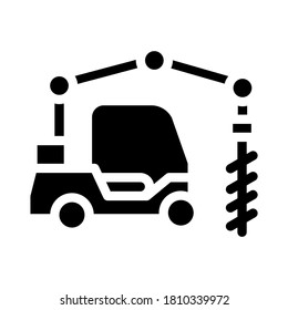 vector de icono de glifo de máquina de perforación de grúas. señal de máquina de perforación. símbolo de contorno aislado ilustración negra