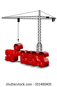 Cranes building SUCCESS background. vector