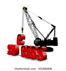 Cranes building SUCCESS background. vector